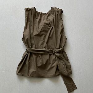Waist-Tie Sleeveless Tank Top in Olive Brown